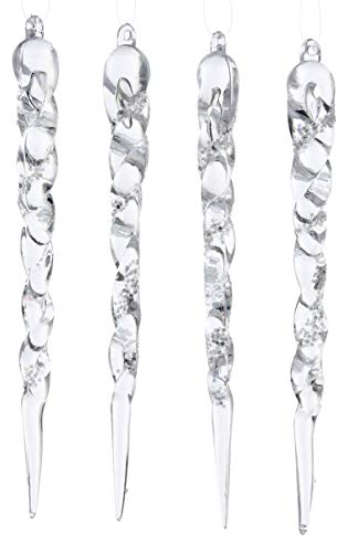 4 Eiszapfen Zapfen Aufhänger 13cm transparent Weihnachtsschmuck Winter-Deko EIS