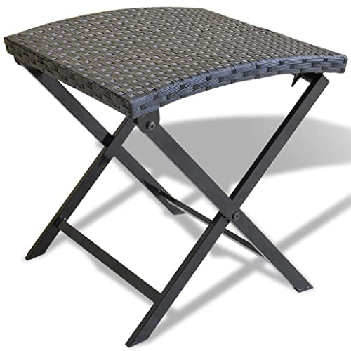 vidaXL Klapphocker Klappbar Hocker Falthocker Gartenhocker Rattanhocker Sitzhocker Fußhocker Stuhl Gartenmöbel Poly Rattan Schwarz
