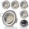 sweet-led 6 x flache Einbaustrahler LED rostfrei 230V, 3,5W ultra flach Schwenkbar, Rund, Chrom gebürstet, 350 lumen, Warmweiß