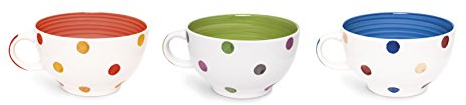 Excelsa 2171326 Tasse à Thé Pois 300 ML Céramique Rouge/Vert/Bleu-9,3 x 9,3 x 8 cm