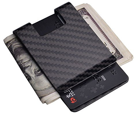 CL CARBONLIFE Carbon Fiber Money Clip Wallet, Business Card Holder RFID Protector Credit Card Holder Wallet Clips For Men (Black 3k Matte, 3.5x2.2x0.6)