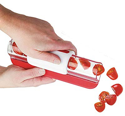 Obstschneider, Tomaten/Weintrauben/Kirschen-schneider, Obstküchen Dekoration Küchenhelfer, Gemüsehobel, Küchenwerkzeug,1 Stück Rot, 20 * 7.5 * 7cm