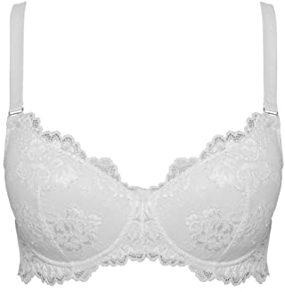 LORMAR 1 Pezzo Reggiseno Donna Favoloso Balconcino in Pizzo con Ferretto - Coppa C, Bianco 3
