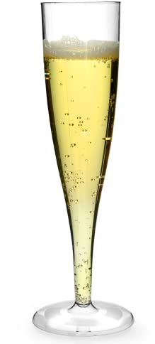 AIOS Use-Reuse-Recycle Plastic Prosecco/Champagne Flutes. Capacity 160ml (Pack of 50)