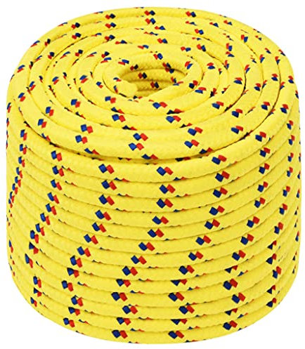 vidaXL Bootsseil Ankerleine Festmacher Tauwerk PP Leine Seil Tau Polypropylenseil Geflochten Flechtleine Gelb 12mm 25m Polypropylen
