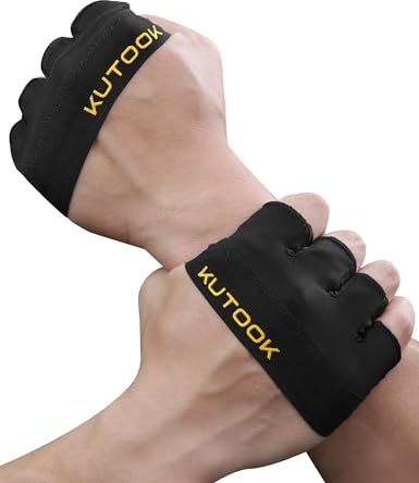 KUTOOK Fitnesshandschuhe Herren Kraftsport Krafttraining Handschuhe Damen Gym Gloves Women Sporthandschuhe Griffpolster Trainingshandschuhe Schwarz M