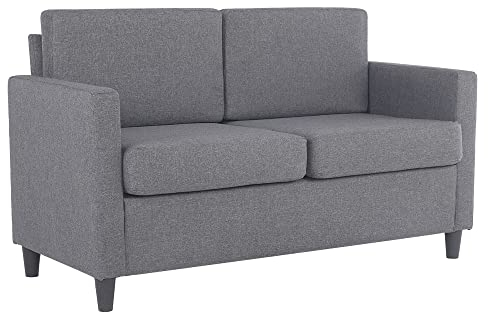 Mingone Migone Sofa Klein 2 Sitzer Sofa Couch Sessel mit Lehne Abnehmbarem Leinen Stoff Gepolstertes Sofa Modern Design,Dunkelgrau