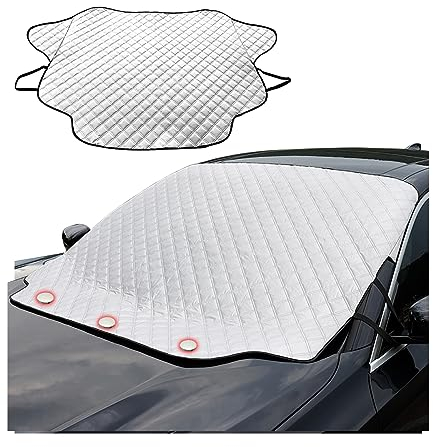 JNNJ Car Windscreen Cover, Windscreen Cover Frost Ice Snow Protector, Windscreen Sun Shade Uv Reflective, Windshield Front Window Cover, Waterproof Foldable Windshield Covers for Car Van(183x116cm)