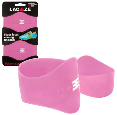Laceeze Original Bands – As Seen on Dragons' Den – Ribbed Technology – Secure Laces, Prevents Unraveling, Fits Shoe Size C13 – UK 6.5, Neon Pink, Ideal for Sports Shoes, Football, Rugby, Hockey