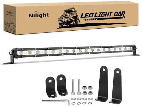Nilight Single Row LED Light Bar Ultra-Slim Spot Flood Combo Beam Pod 20 Inch 54W Fog Driving Work Roof Bumper Lighting for Offroad 4x4 Trucks SUV ATV UTV