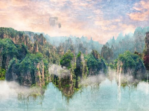 Livingwalls Fototapet natur i färgglad, grön, blå – högkvalitativ fibertapet 399081 med motiv på 3,71 m x 2,80 m – tillverkad i Tyskland
