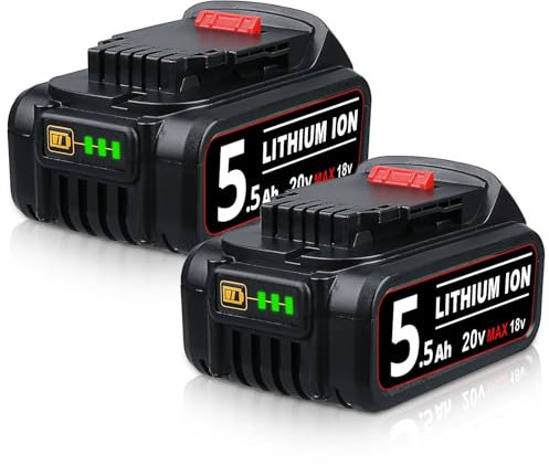 FERRYBOAT 18V 5.5Ah DCB200 Ersatz-Akku für Dewalt Akku 18V MAX DCB184 DCB200 DCB182 DCB180 DCB181 DCB182 DCB201 18V/20V MAX Elektrowerkzeuge Batterie 2 Stück
