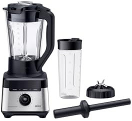 Braun Standmixer PowerBlend 7 JB7551BK, 1,7L Glaskrug, 10 Geschwindigkeiten + Pulse, automatischen Speiseprogramme, PrecisionCrush-Klinge, Reinigungsprogramm, Stampfer & 600ml Flasche, 1400W, Schwarz