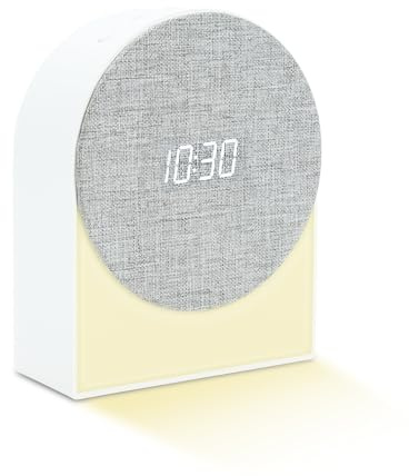 MOOOV 477355 - Despertador Luminoso, 4 en 1, con Ruido Blanco, Ayuda para conciliar el sueño, luz de Lectura con Intensidad Ajustable, Altavoz 5W