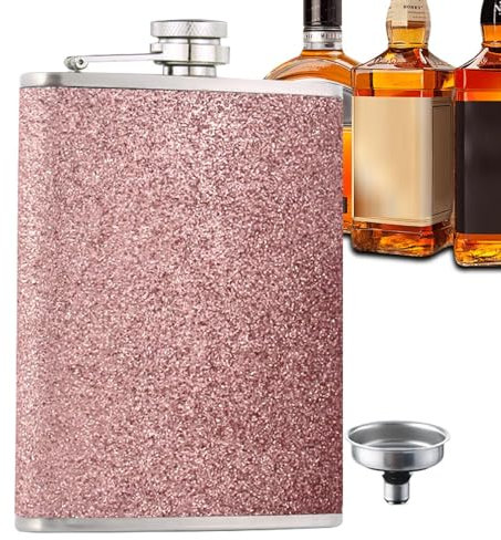 Rrlihjgu Frascos para beber alcohol, Petaca para licor - Frasco de alcohol de acero inoxidable con embudo | Frasco de licor con purpurina portátil a prueba de fugas para hombres