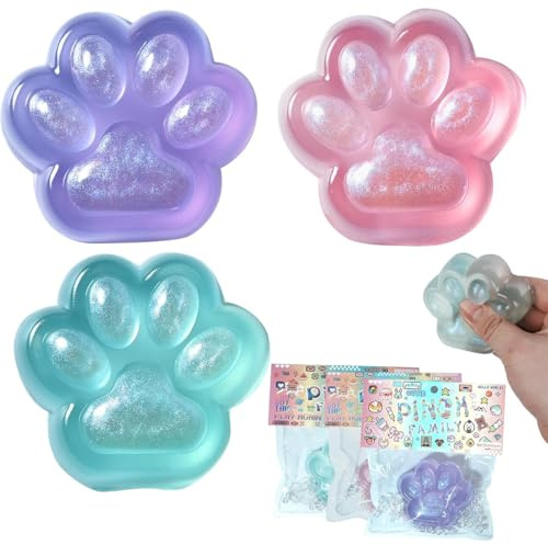 CATOR 3 Piezas taba squishy Juguete para Apretar con Pata de Gato, Taba Squishy Pata de Gato, Cat Squishy Squeeze Toys, Juguete Squishy Pata de Gato, Juguete Silicona Squeeze Patte de Gato