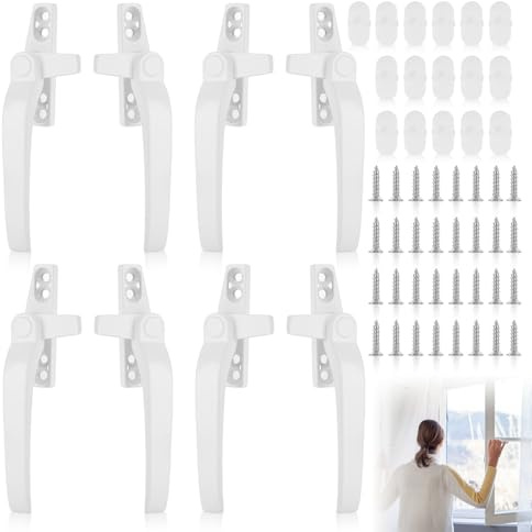 GWBPES 8 PCS UPVC Window Handle, Window Handle Replacement Cockspur Windows Handles Aluminum Alloy Window Handles White Locking Handles for UPVC Windows Door