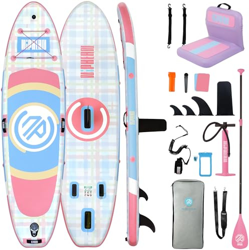 Niphean Paddle Gonflable Adulte avec Tous Les Accessoires, Planches de Stand Up Paddle Gonflables pour Tous Les Niveaux, Siège Paddle avec Support Dorsal