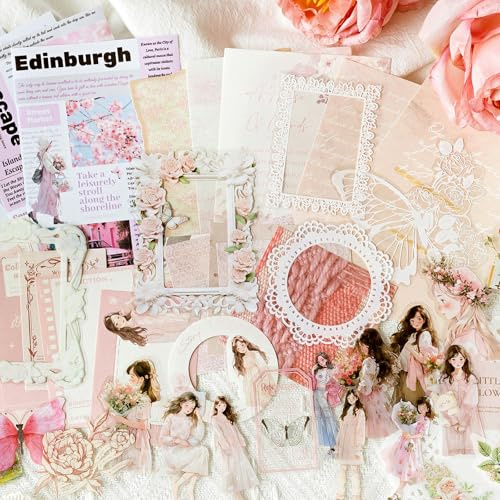 Set di adesivi per scrapbook e journaling, 50 pezzi di adesivi vintage per journaling, adesivi per ragazze per journaling, junk journal, diario, taccuino, planner, pittura, fai da te (La calda vita 4)