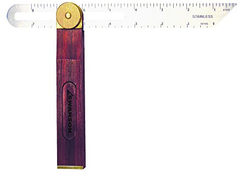 Swanson Tool Co TS149 9 inch Sliding T-Bevel with Brass Bound Hardwood Handle and Inches/Metric Marks (22 CM)