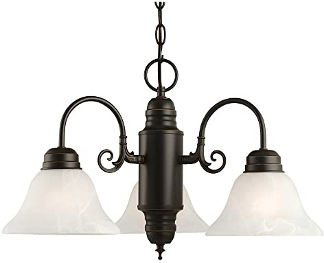 Design House 514463 Millbridge Traditional 3-Light Indoor Dimmable Chandelier with Alabaster Glass Shades for Entryway Foyer Dining Room, Oil Rubbed Bronze