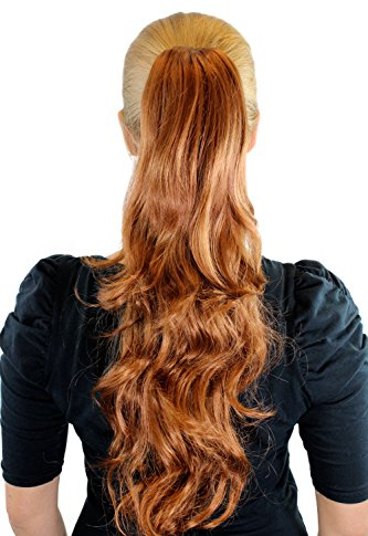 WIG ME UP - Extension Toupet Biondo Rame Coda di Cavallo Clip a Farfalla Ondulati Scalati circa 50 cm JL-0082-30