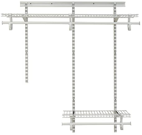 ClosetMaid ShelfTrack Wire Closet Organizer System, Adjustable from 2 to 4 Ft., With Shelves, Clothes Rods, Hardware, Durable Steel, White