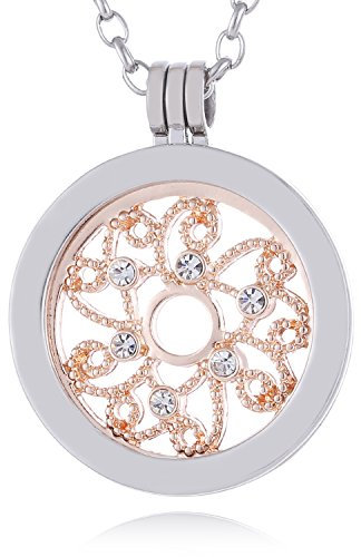 Morella Damen Halskette 70 cm Edelstahl mit Amulett und Coin 33 mm kosmische Sonne Rosegold in Schmuckbeutel