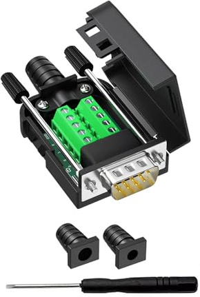 YIOVVOM Connettore DB9 Breakout a terminale di cablaggio RS232 D-SUB maschio adattatori seriali Port Breakout Board modulo senza saldatura con custodia (connettore maschio)
