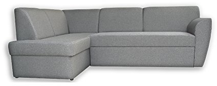 mb-moebel Ecksofa Sofa Eckcouch Couch mit Schlaffunktion und Bettkasten Ottomane L-Form Schlafsofa Polstergarnitur Margo (Ecksofa Links, Grau)