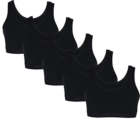 TupTam Reggiseni Sportivi da Ragazza Top Pacco da 5, Nero, 158-164