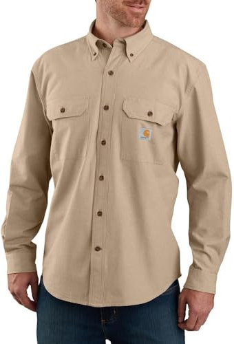 Carhartt Herr Loose Fit Midweight Chambray Långärmad skjorta Arbetsknapp, Mörk brun Chambray, S