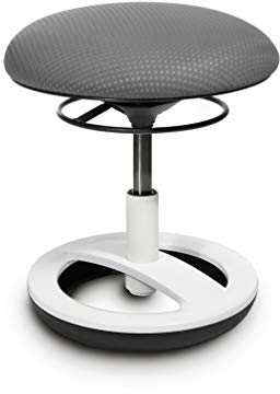 TOPSTAR SU83BT3 Sitzhocker Sitness Bobby für Kinder, Standfußring Alu weiß lackiert, Stoff, grau