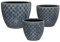 Atmosphera - Set de 3 pots - Fleurs - céramique - bleu
