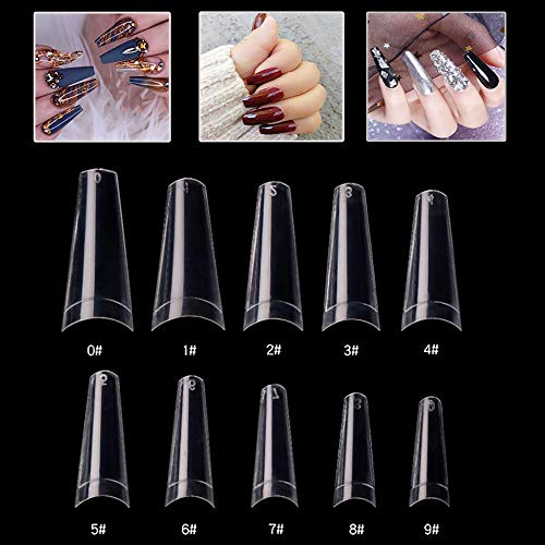 Mwoot 500 pcs Faux ongles Art Tips, Français Artificiel Faux ongles pour Femmes Fille DIY salons, 10 tailles (Clair)