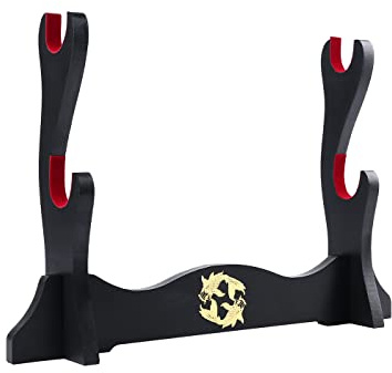 Z-fiber Porte-épée Japonais Velours rembourré Katana Stand samouraï présentoir Support Tous Les épées Tanto Yin et Yang,2 Tier