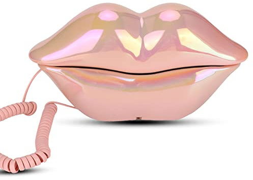 Telefono domestico, telefono da ufficio a forma di labbra WX-3016, telefono fisso da tavolo, come di compleanno, regali di festa per amanti o amici o mobili.(rosa)