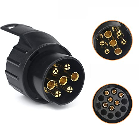 Qiping Adattatore Rimorchio 7 Poli a 13 Pin per collegare la Spina Maschio a 13 Poli dell'auto e la Presa Femmina a 7 Poli del rimorchio
