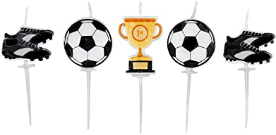 Anniversary House Football Birthday Candles for Cakes, Celebration Cake Topper Decoration, 7cm, Football Cake Topper, Football Cake Decorations, Cake Decorations for Men, Pack of 5, AHC240