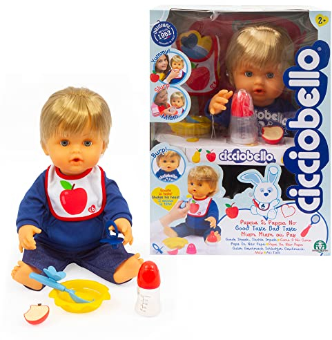 Cicciobello - Pappa SI und Pappa Nein, die Puppe, die gierig ist, entdeckt jeden Tag einen neuen Geschmack und nach dem Essen rülpst, mit Zubehör, für Mädchen ab 2 Jahren, CCB98000