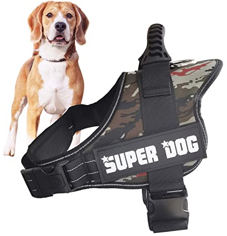 Edipets, Arnes Perro, Antitirones, para Perro Grande Mediano y Pequeño, Homologado, Reflectante, Transpirable, Chaleco Acolchado Ajustable para Adiestramiento (S, Verde Camuflaje)