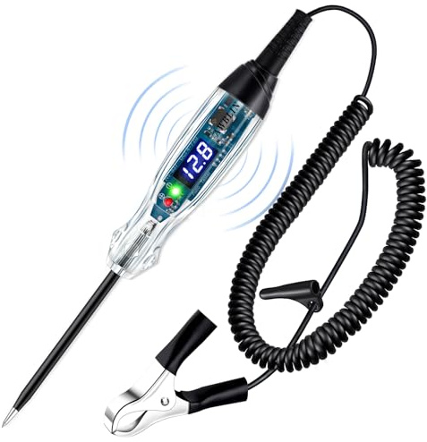 AWBLIN Upgraded Automotive Buzzer Test Light 4-72V DC Digital LED Circuit Tester, Heavy Duty Light Tester with Voltmeter, Auto Bidirectional Voltage Tester Electric Test Pen