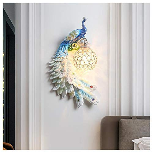 vsGotber Sconces Wall Light Creative LED Wall uplighter 5W Resin Peacock E27 Lamp Holder Retro Indoor Continental Living Room Wall Lamp Suitable for Exhibition Hall Stairs Wall Hotel,Left