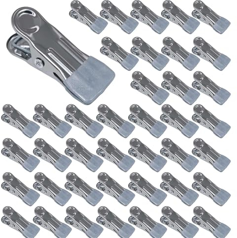 TETEWEVER 40 Pezzi Mollette Bucato Antisegno, Multifunzione Mollette per Bucato Senza Impronte, Mollette Acciaio Inox per Calze, Fotografie e Conservazione di Cibo (Grigie)