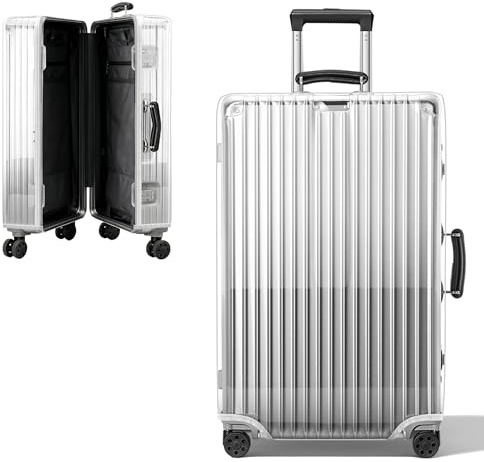 Linpr Housse de Protection Élastique Transparente pour Valise en PVC - Étui Étanche Universel Grande/Moyenne/Cabine, sans Dé Montage Requis, Housse Valise Protection (Transparent, 22 Pouces)