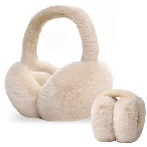 Faux Fur Women's Ear Warmers, Plush Fluffy Foldable Soft Warm Winter Ear Muffs
