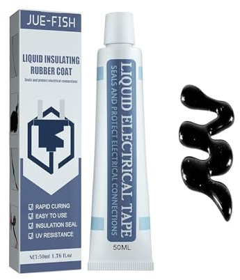 Okaywork 50 ml flytande isoleringstejp, gummi, högtemperaturbeständigt flamskyddande lim, vattentätt isoleringslim för inomhus- och utomhusbruk. Svart