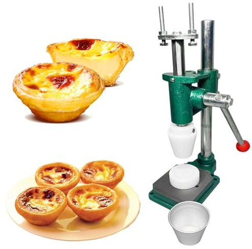 Máquina De Prensa De Tarta De Huevo Manual, Fabricante De Carcasa Tarta Profesional para Tartas Crema Pastelera, Costras Y Conos Gafas, Herramienta Moho Hornear Grosor Ajustable, Masa Pastel Acero