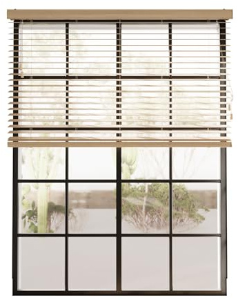 Cocoon tende veneziane da interno in bambù (Naturale, 160 x 240 cm) - Design naturale ed elegante - Lamelle inclinabili da 50 mm, con mantovana e clip di sicurezza