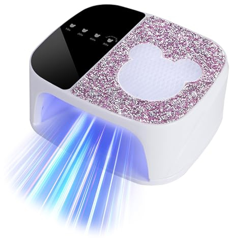 Lampara Uñas, Lampara UV LED Uñas con 36 Perlas de Lámpara Dispositivo de Fototerapia de Uñas con Diamantes de Imitación y Sensor Infrarrojo Lampara de Uñas con Base Extraíble para Casa y Salón